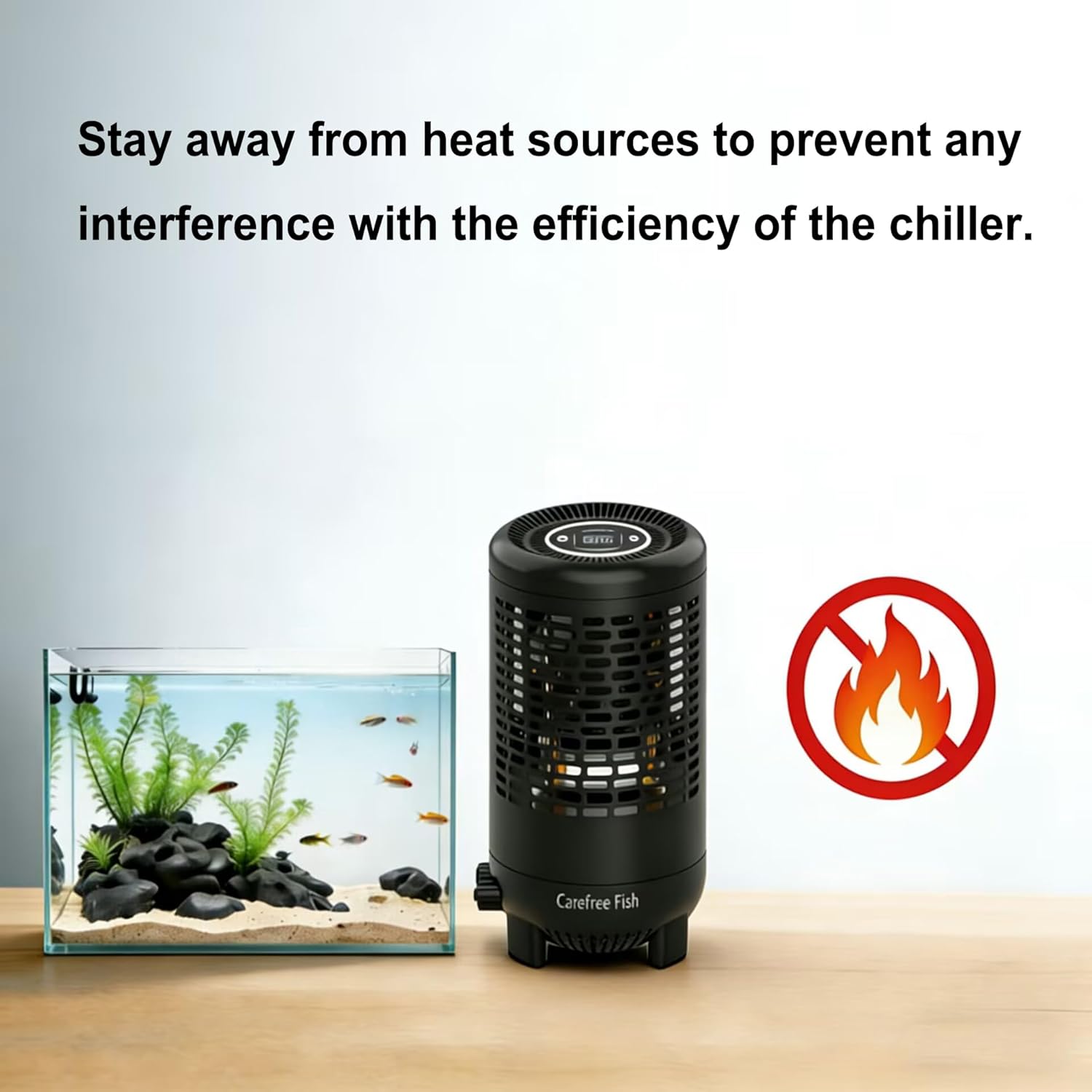 Carfree Fish Aquarium Chiller Semiconductor Technology Cooling Water Low Noise 36dB Long Service Life Small Size Energy-Saving for ≤12Gal Tank(Patent No.: US D1065431S)