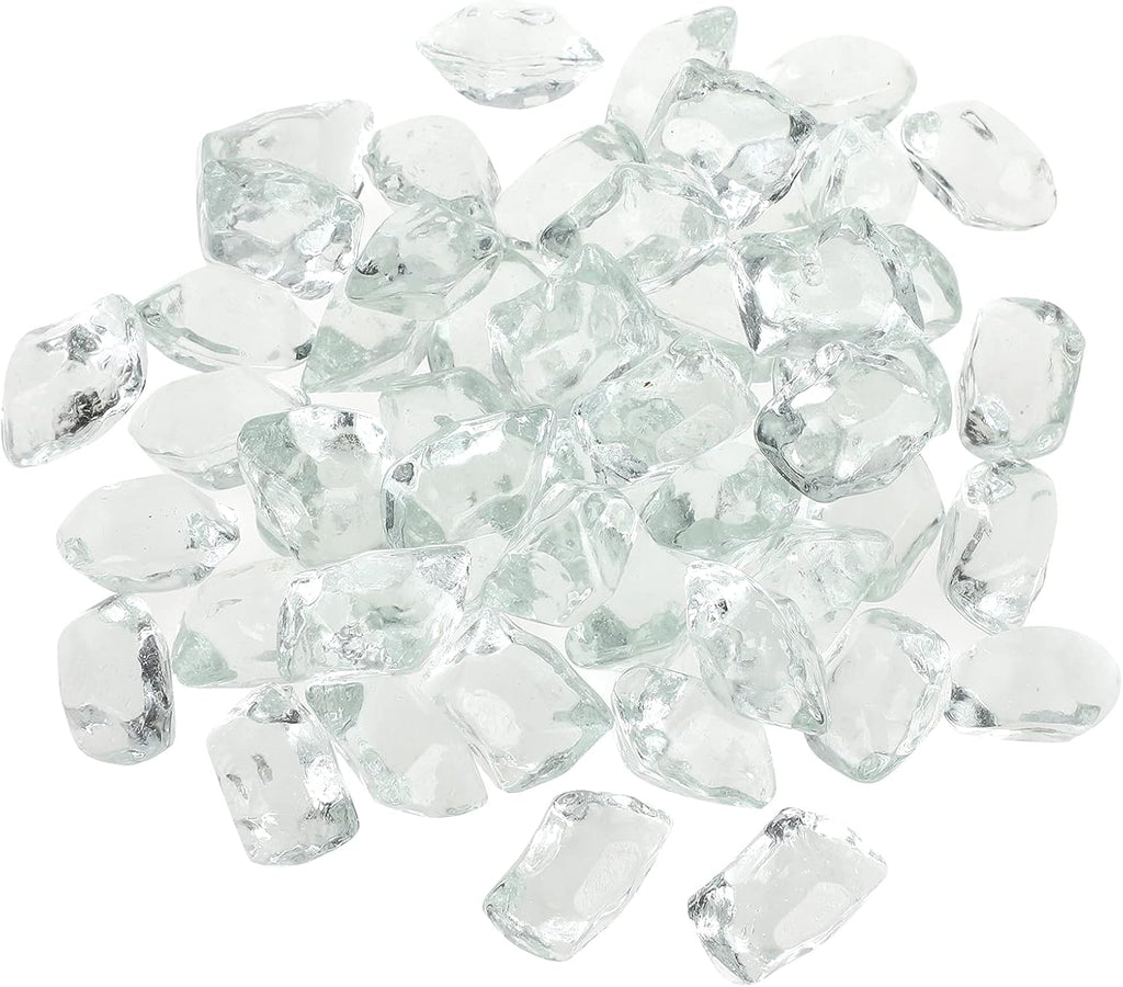 Onlyfire 1/2-Inch Polygon Fire Glass, 10 Pound Pack Glass Rock for Fireplace Fire Pit & Lanscaping, High Luster Crystal