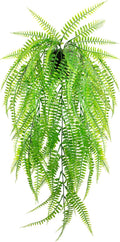 Small Artificial Hanging Plant for Shelf Fake Plant Potted Boston Ferns Faux Trailing Leaves Plant for Indoor Outdoor Aesthetic Office Living Room Shelf Decor (Black Pot)
