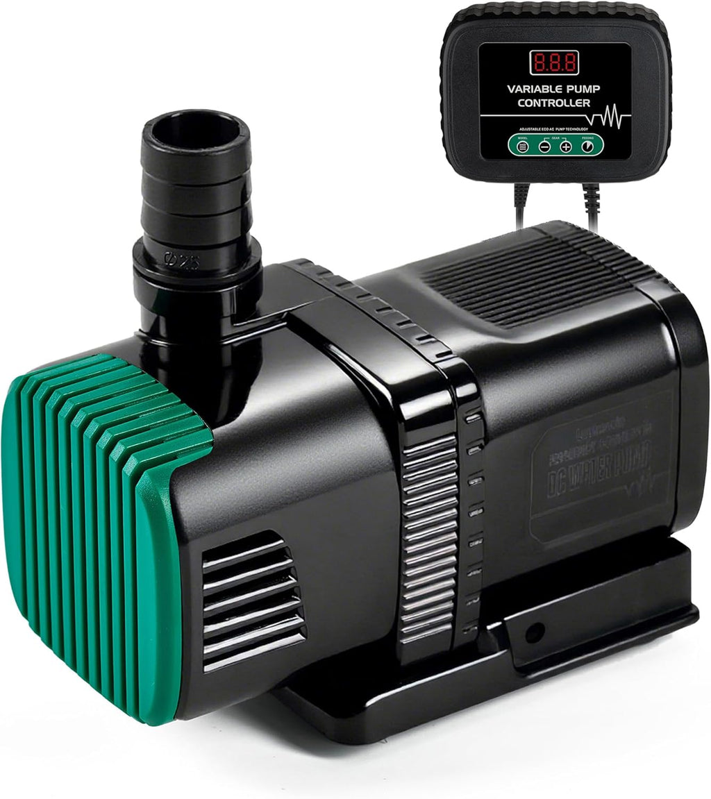 Luckerain Aquarium Pump 800 GPH Fish Tank pump with Controller Submersible External Amphibious Hydroponic Pump for Salt Fresh Water Koi Pond Garden Waterfall Circulation