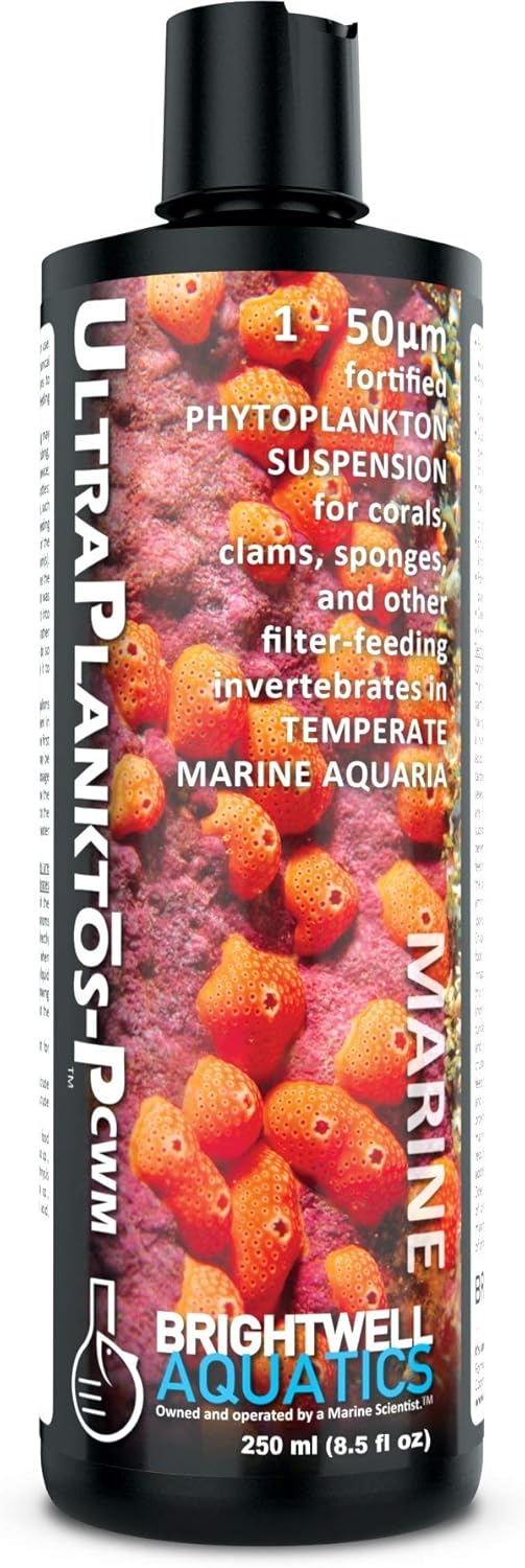 Brightwell Aquatics Ultraplanktos P CWM - Liquid Phytoplankton Food Suspension for Corals and Invertebrates in Temperate Marine Aquariums 250ml