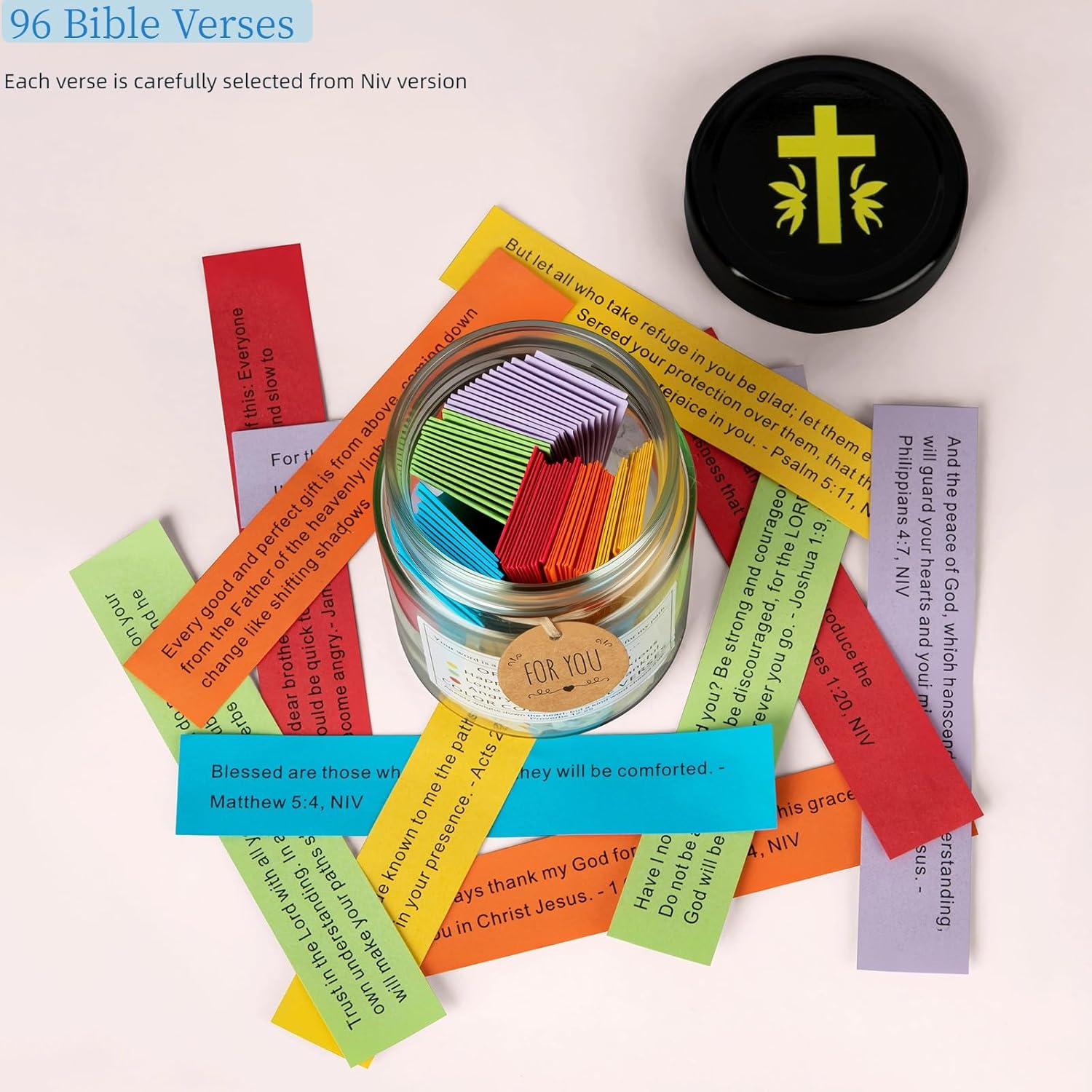 Bible Verse Jar – Christian Gifts for Women and Girls, Christmas Gift for Mom, Baptism Gift for Sister, and a Religious Soul Present for Inspirational, Encouraging, Motivational, Healing, and Faith