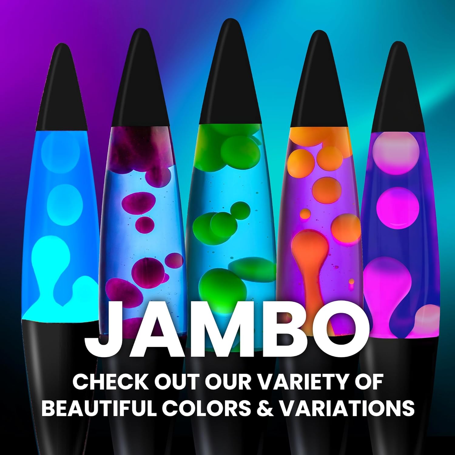 JAMBO 16" Beautiful Lamp- Blue with Purple Wax, Relaxing Liquid Lamp for Living Room Office Bedroom Adults Teens Kids, Magma Light, Night Light Nightlight, Home Decor