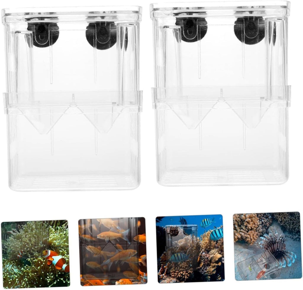 Fish Breeding Box Set 2pcs Quarantine Tank Aquarium for Guppy Fry and Fish Specimen Color