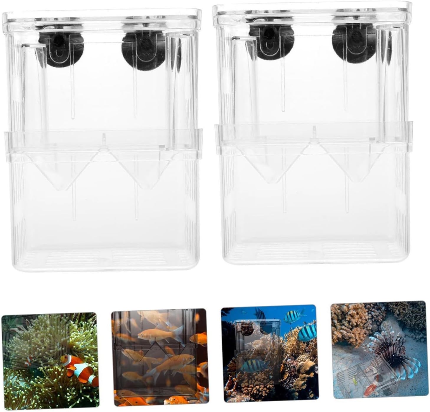 Fish Breeding Box Set 2pcs Quarantine Tank Aquarium for Guppy Fry and Fish Specimen Color
