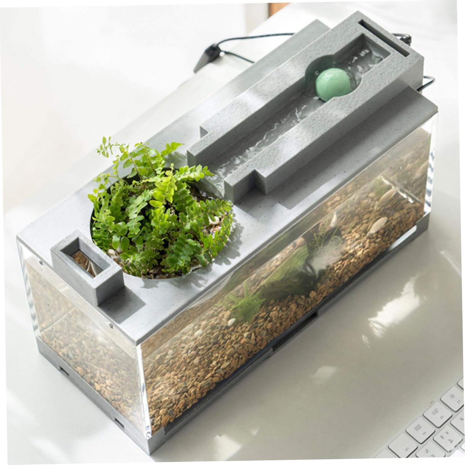 Small Aquarium|Fish Tank Quiet Small Aquarium 3 in 1 Tank with Filter, Light ＆ Water Pump Desktop Fish Water Cycling Betta for Office & Home Decor