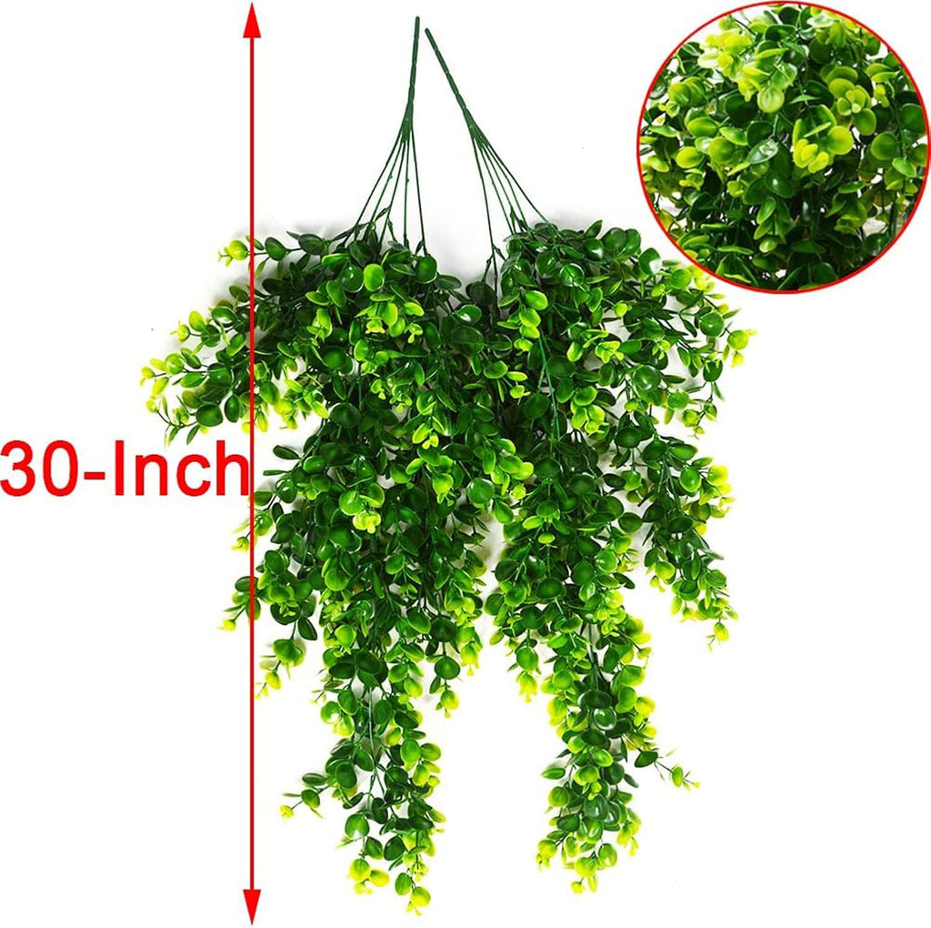 Hanging Fake Plants,4 Pcs Faux Eucalyptus Leaf Greenery Vine Plant Faux Plants Fake Ivy Room Decor Home Garden Wedding Party Indoor Outdoor Decorations (Fake Vines)