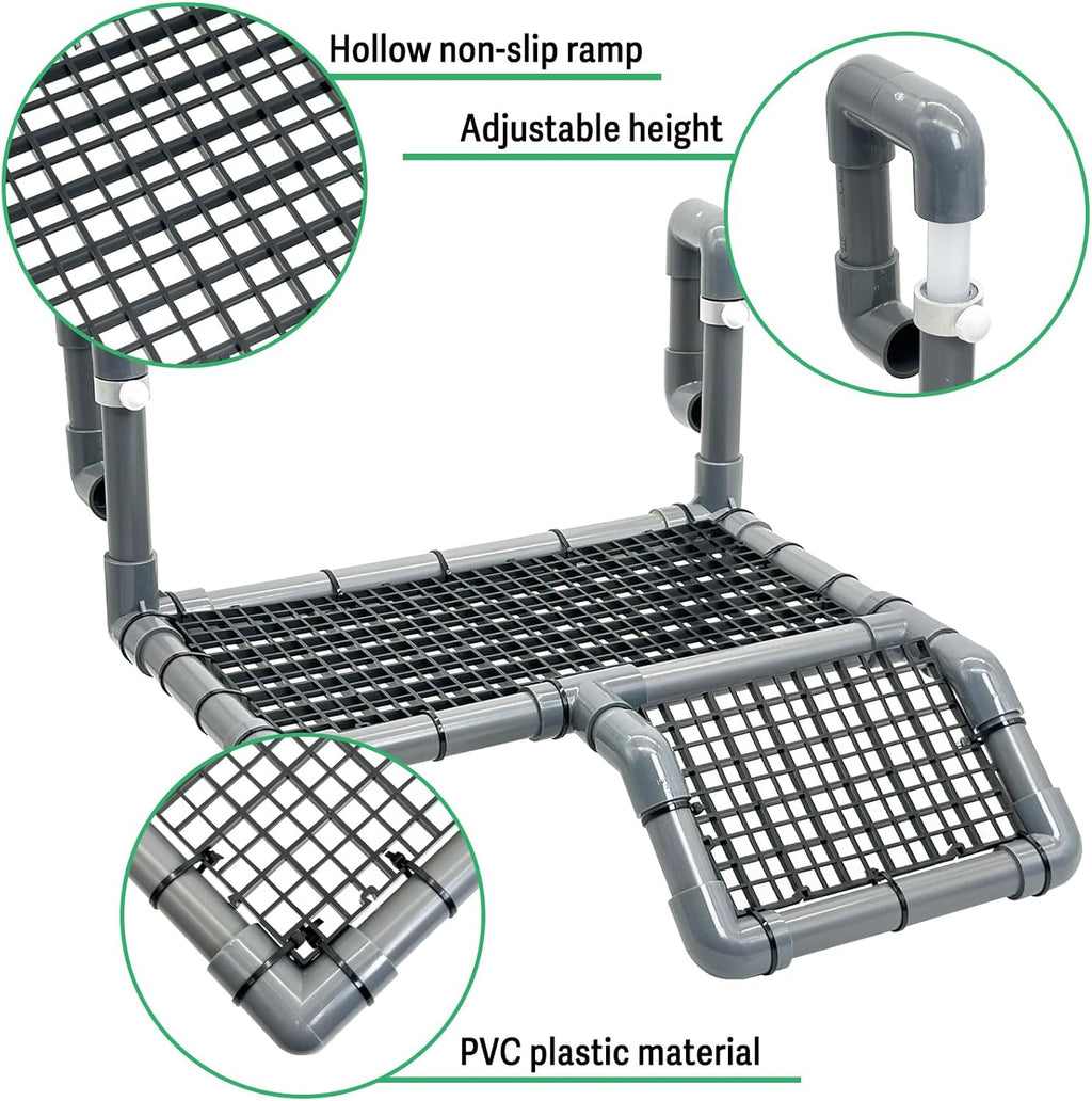 Fhiny Hanging Turtle Basking Platform, Plastic Turtle Dock Basking Area with Climbing Ramp Height Adjustable Tortoise Floating Dock Tortoise Tank Accessories Decor for Lizard Gecko Hermit Crab
