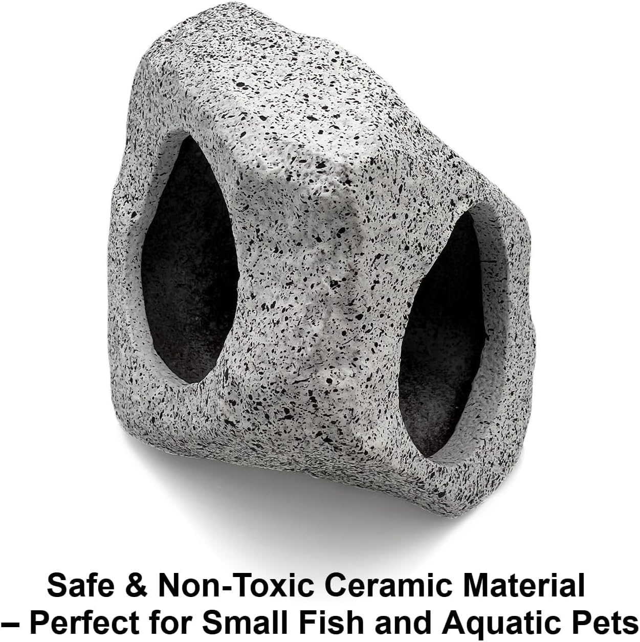 Aquarium Hideaway Rock Cave – Safe and Non-Toxic Ceramic Fish Tank Decorations, Betta Fish Cave and Aquarium Decor for Small Fish to Rest, Hide, and Play, Perfect Natural Tank Ornament
