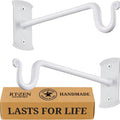 RTZEN Plant Hangers Indoor or Outdoor - Wrought Iron Metal Hanger Indoor Hook - Heavy Duty Wall Bracket Hooks for Hanging Plants Baskets Lanterns Wind Chimes - 2 Pack (White Shepherds Hooks)