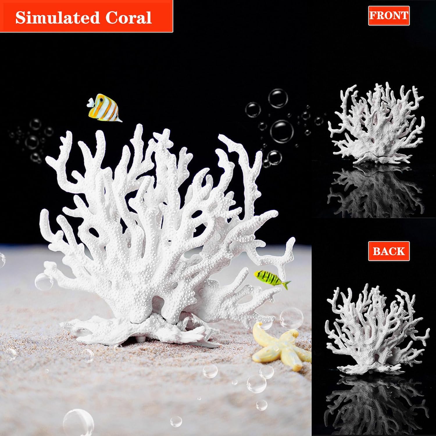 Besimple Artificial Aquarium Coral Ornament Plastic Fish Tank Plants Decoration for Aquarium Landscape (White)