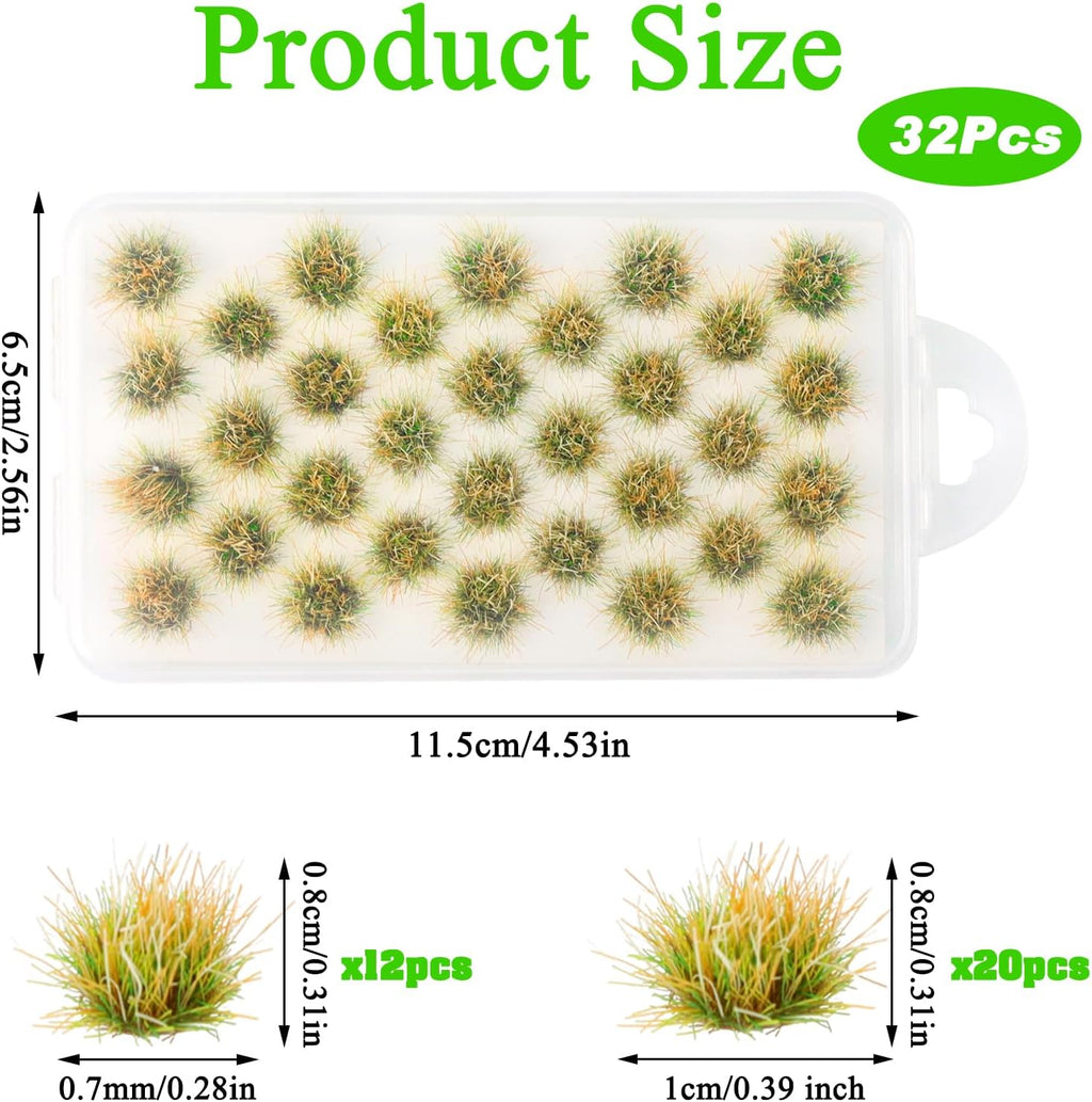 32 Pcs Static Grass Tuft, Model Grass Lowland Shrubs Tuft Terrain Model Artificial Grass for Gaming Terrain Rainforest Diorama Supplies (Winter)