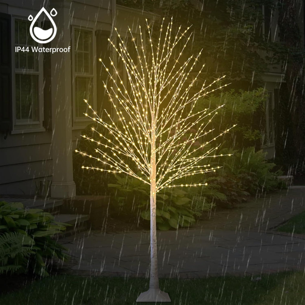 6FT Lighted Birch Tree, Birch Tree with 880 LED Lights, 8 Twinkling Modes and Timer, Dimmable, Twinkle Christmas Tree for Indoor Outdoor Home Party Garden Wedding Decorations