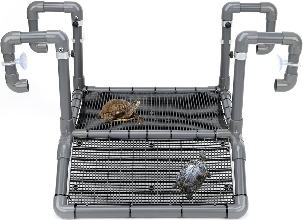 SKARUS Extra Large Hanging Turtle Basking Platform, 19″ Wider Turtle Dock with Ramp, Basking Area for Aquarium Tank Height Adjustable Reptile Floating Dock Tortoise Tank Accessories for Lizard Gecko