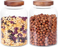 Thicken Glass Storage Jar, Food Storage Container/Canisters with Airtight Wooden Lid for Tea, Coffee, Honey, Cacao Powder,BPA Free Perfect as a Cereal Dispenser (7.6inch 2pcs)