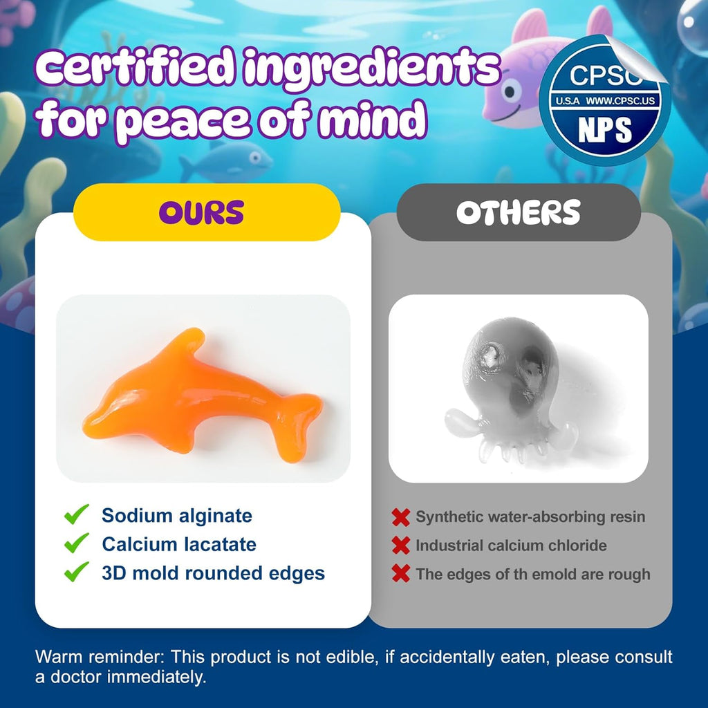 TMOL Magic Water Elf Toy Kit, Aqua Fairy Water Gel Kit for Kids with 10 Magic Gel & 6 Molds,Make Your Own Water Pets & Squishy Toys, Craft Kits for Kids Ages 8 9 10 Years Old
