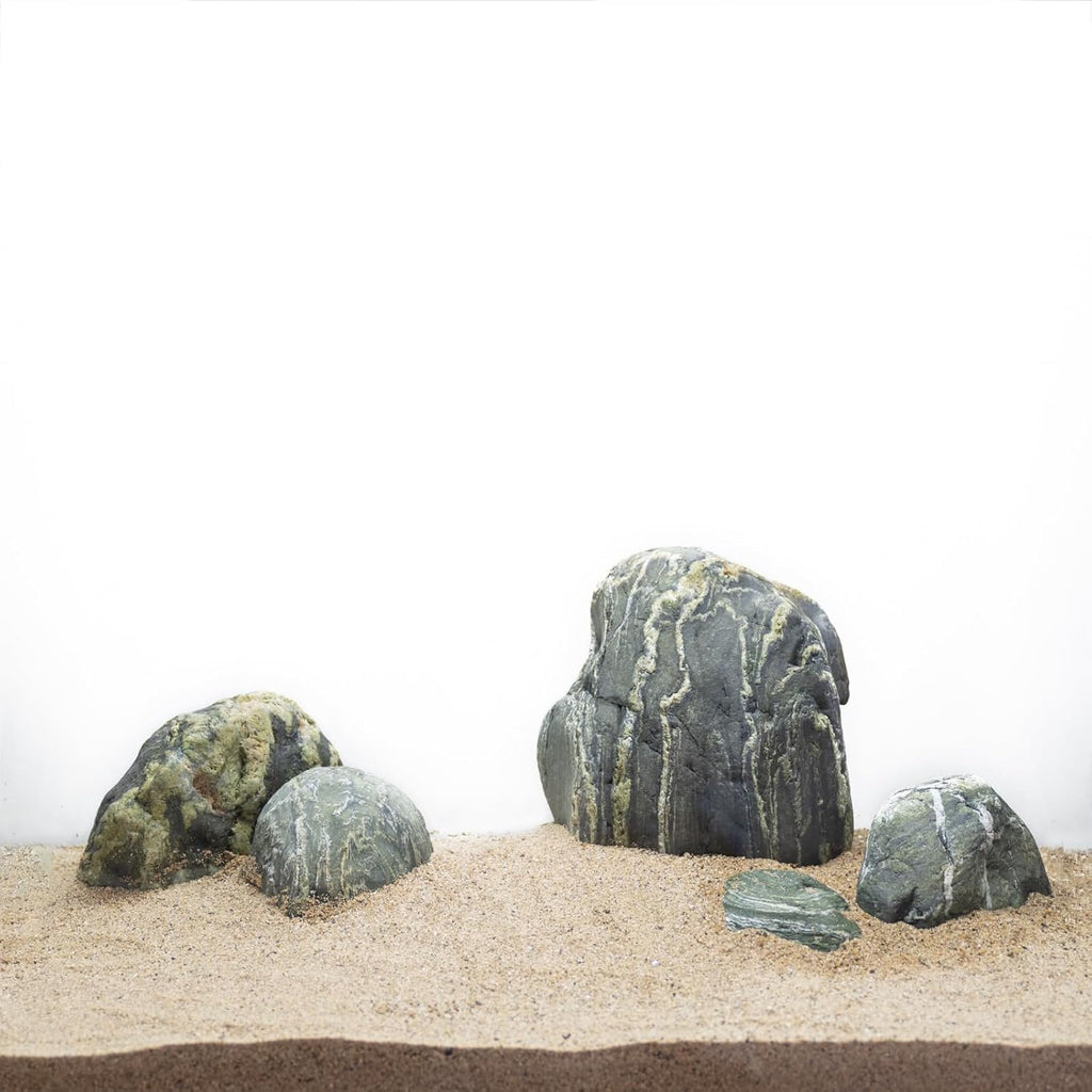 Aquarium Stone Green River Rock 40lb Rocks aquascaping Fish Tank Decor Rocks for Aquariums Fairy Gardens Model Railroads Dioramas Wargaming Mosaic Art(4-10inch/7Pcs)
