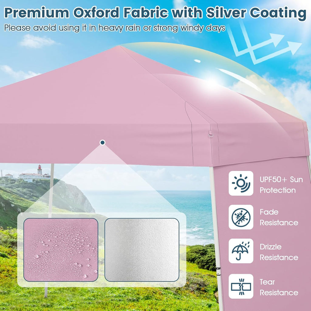 Tangkula 10x9.2 Ft Pop up Canopy with Sidewalls, UPF50+ Outdoor Tent with 8 Stakes, 4 Wind Ropes, Carry Bag, Portable Canopy Tent with Awnings for Camping, Patio, Market