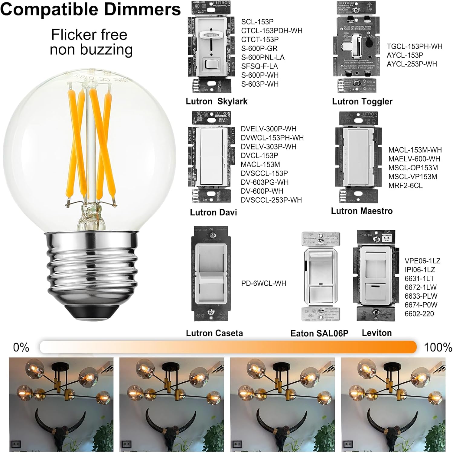 Arberlic G16.5 Light Bulb LED,4W E26 LED Bulb dimmable Equivalent E26 40 watt Light Bulb,Warm White 2700K,400lm,CRI85+,AC120V,Edison Style,Clear Glass,Flicker Free,Pack of 6