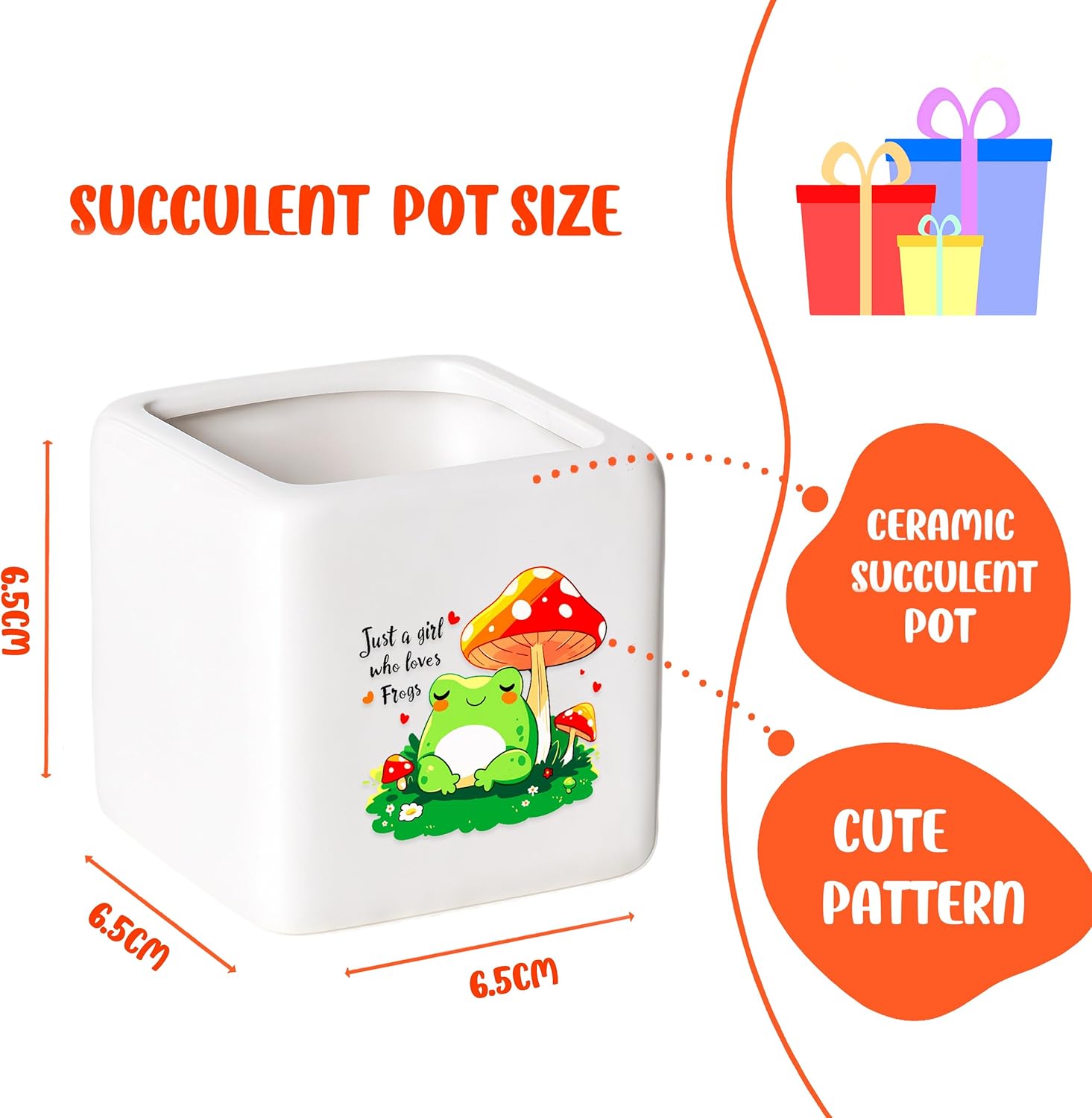 Frog Succulent Planter Flower Plant Pot Small, Gifts for Women Teens Girls Kids, Frog Lovers Themed Stuff Accessories Things Decor Merch, Home Office Table Desk Decoration!