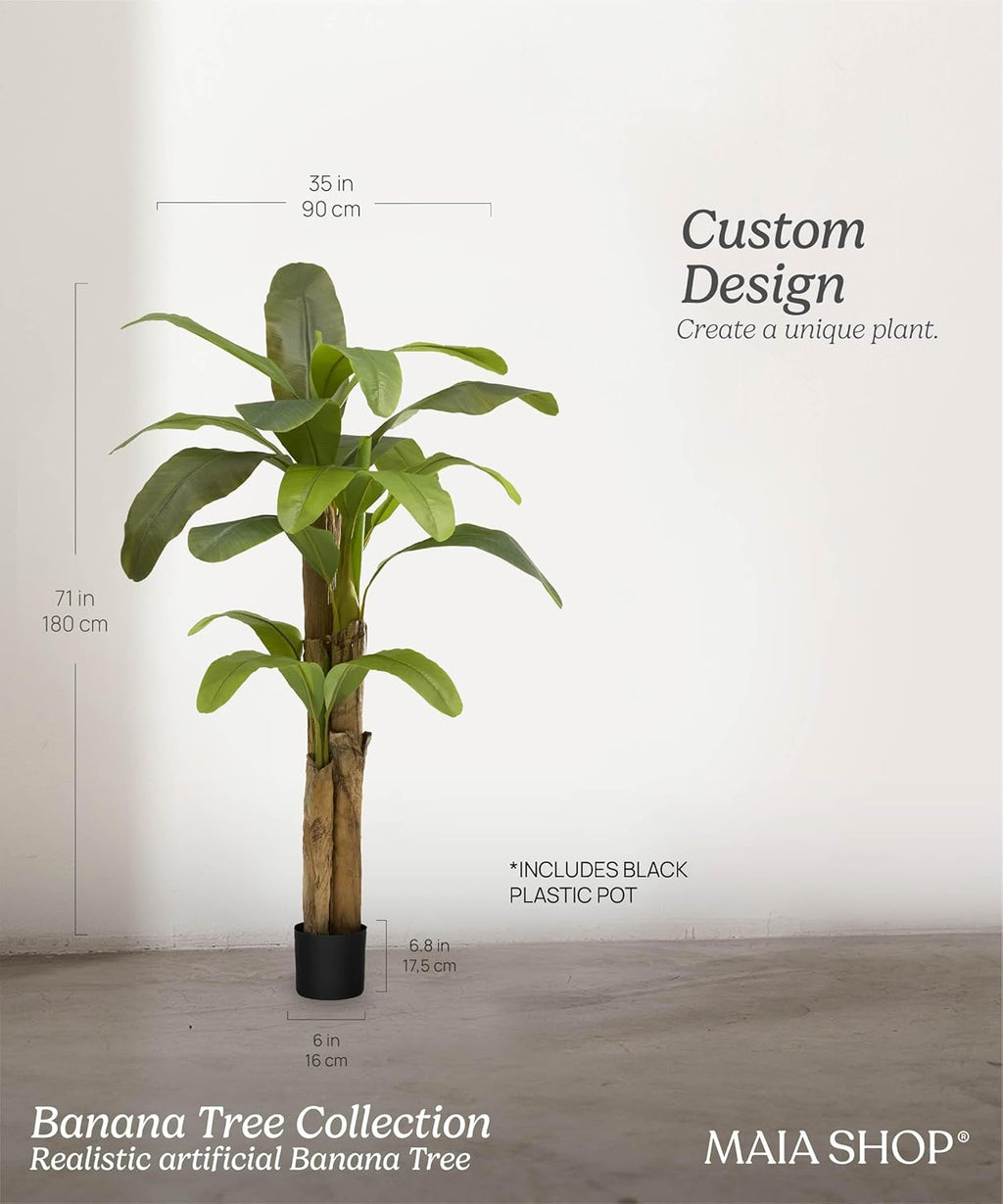 Maia Shop 2 Pack, 6ft Artificial Banana Tree Plant for House, Apartment or Office – Realistic Fake Indoor Plants for Living Room, Kitchen, Bedroom, Entryway or Bathroom – Faux Greenery for Home Décor