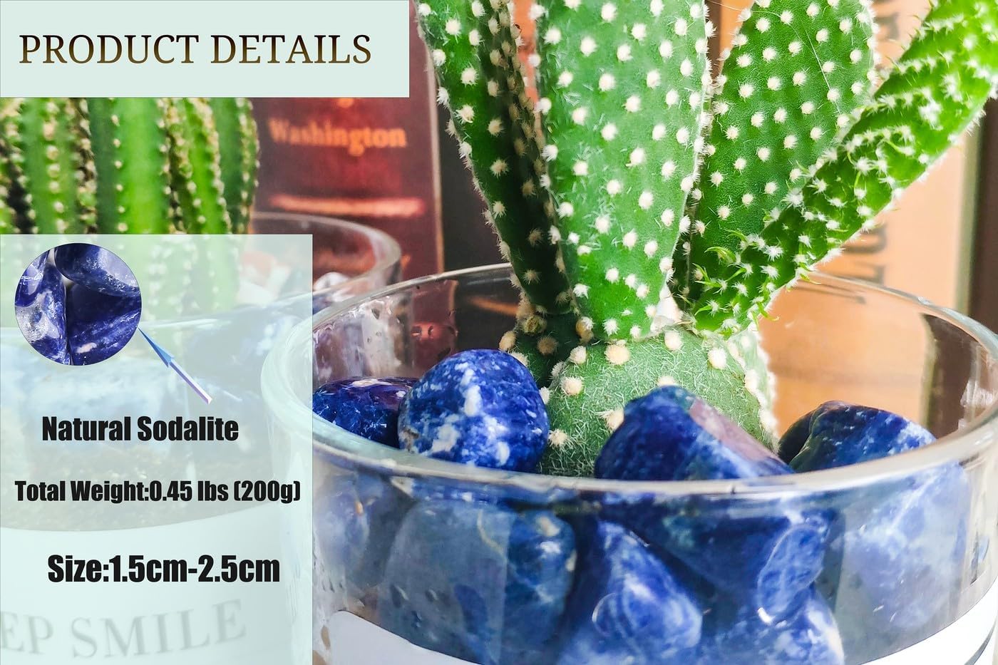 DUQGUHO Blue Sodalite Natural Healing Crystals Stones Set Polished Tumbled Crystal Stones Bulk Irregular Pebble Stones Rocks 0.45 lbs