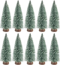 10Pcs Mini Christmas Trees, Bottle Brush Trees with Wood Base Sisal Snow Pine Trees for XmasTable Top Decor Winter Crafts Ornaments