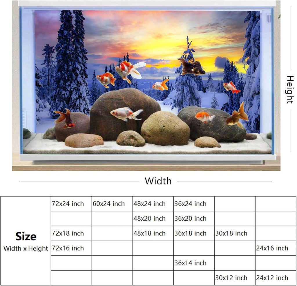 YongFoto Fish Tank Background - 36x24 inch Winter Snow Scene Aquarium Backdrop for Reptile Terrarium & Bearded Dragon Habitat