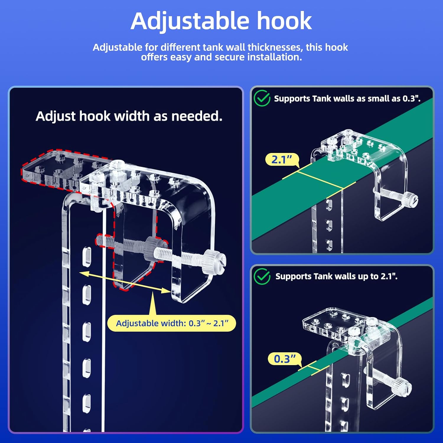 Adjustable Hanging Turtle Dock with Anti-Slip Artificial Grass Basking Platform Sturdy Acrylic Ramp for Aquatic Turtles, Compatible with Various Tank Sizes, Easy Setup Transparent, 15 Inch