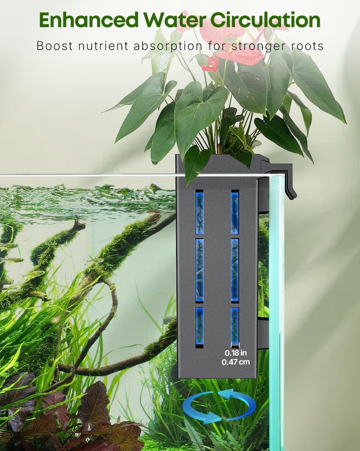 Pawfly 4 Pcs Black Aquarium Plant Holder, Hanging Plastic Fish Tank Plant Pot for Aquascape Decoration
