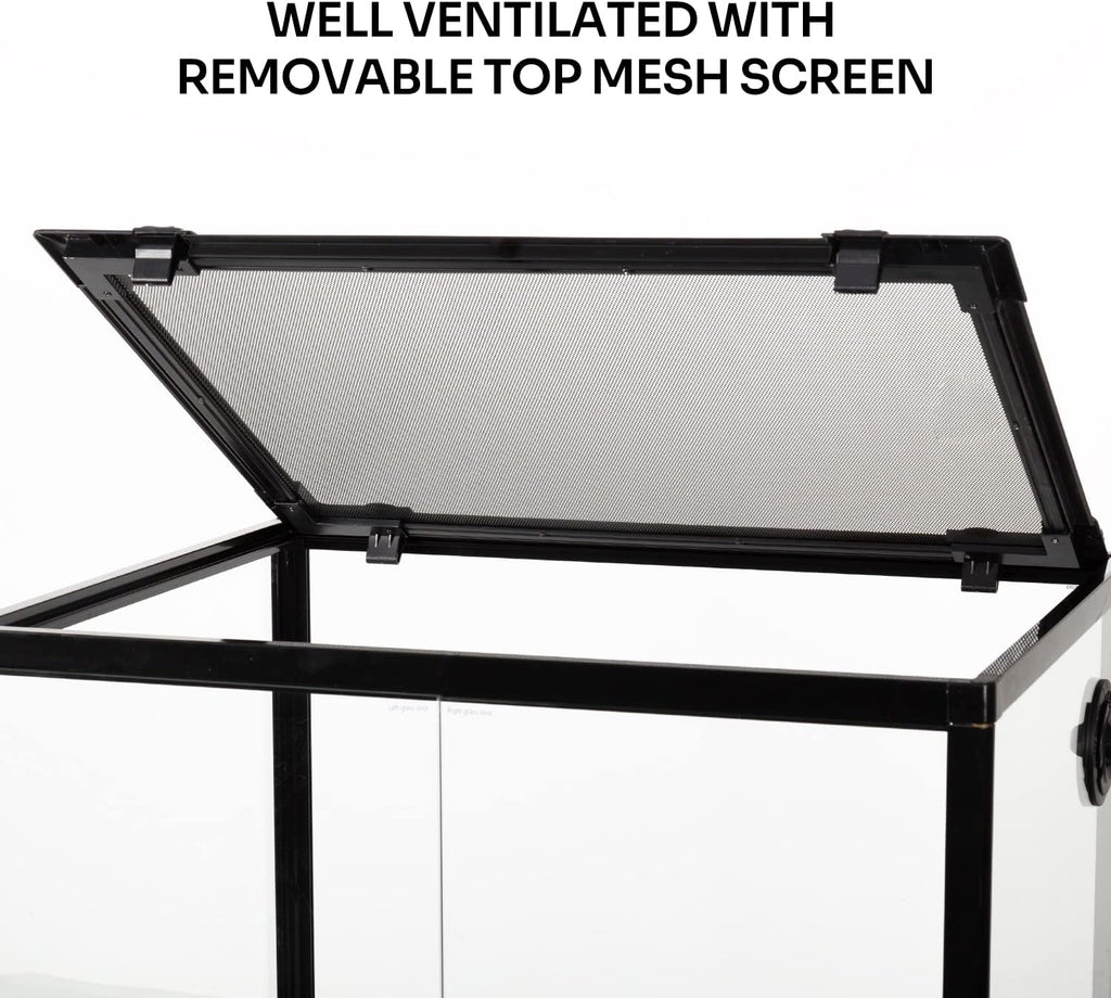 REPTIZOO 45 Gallon Glass Reptile Terrarium 24" x 18" x 24" Knock-Down Reptile Tank with Double Hinge Door and Top Screen Ventilation Easy Assembly Terrarium