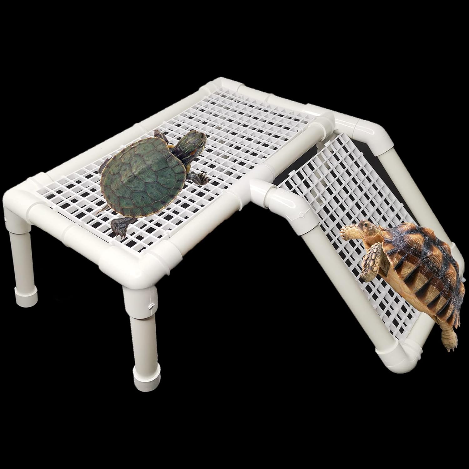 Fhiny Turtle Basking Platform, Tortoise Dock Plastic Resting Terrace Climbing Ramp Reptiles Habitat Terrarium Accessories Decor for Newts Lizard Gecko Hermit Crab