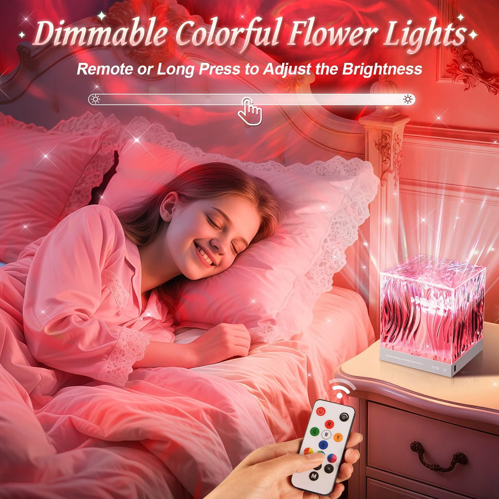 Purple Lights Pink Lamp Flower Lamp, 18 Colors Hologram Planetarium Projector Solar System Projector Night Light, Dimmable Tornado Aesthetic Flower Lights, Pink Christmas Decor Pink Room Decor Gifts