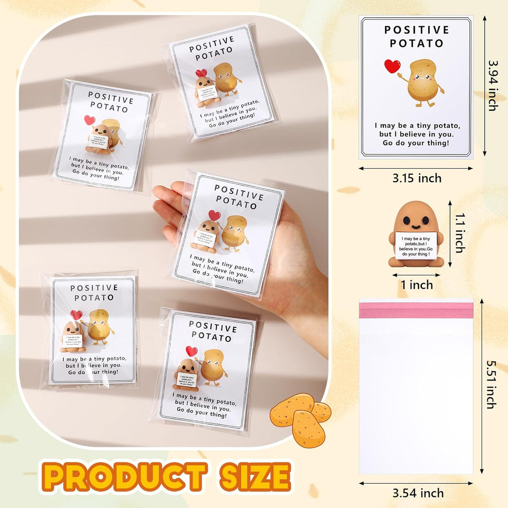 Gejoy 150 Pcs Positive Potato Gift Set Include 50 Mini Rubber Potato 50 Motivational Card 50 Bags Motivational Emotional Support Gifts for Employee Coworker Staff Teacher Team Friends