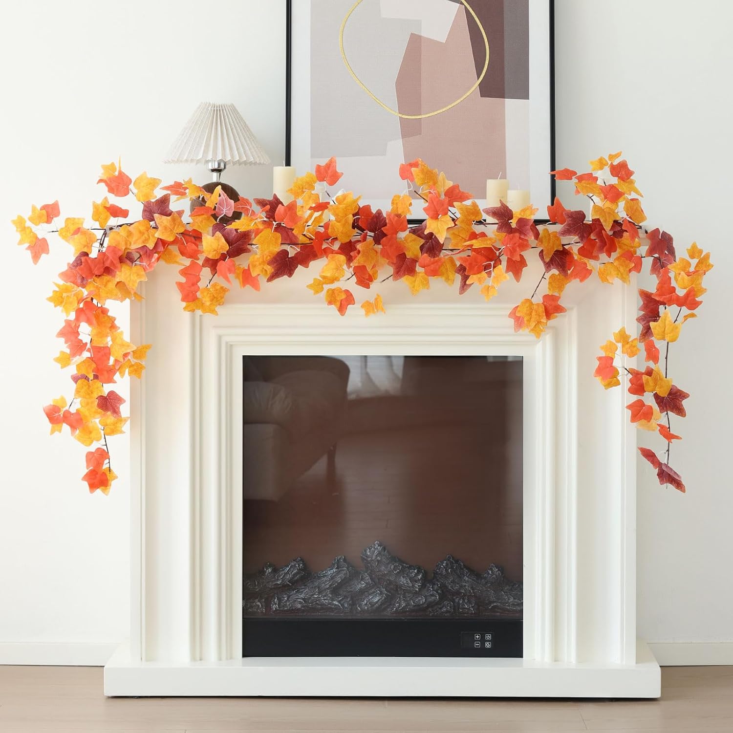mizii 5 Packs 360" Artificial Vines Fall Ivy Garland Fake Vine Realistic Silk Leaves Faux Hanging Plants Greenery Decoration for Outdoors Wedding Party Indoor Mantle Bedroom Fall Decor (Fall Ivy)