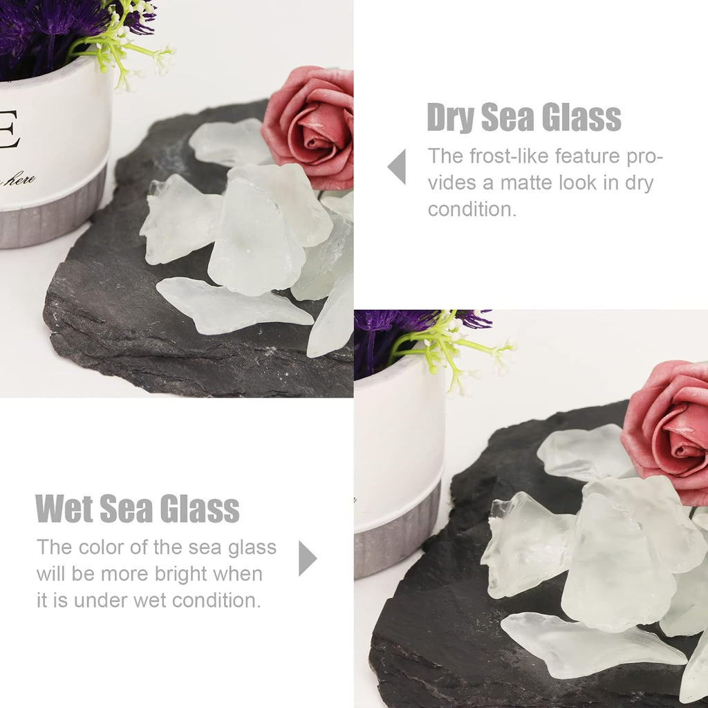 5LB Frosted Sea Glass Vase fillers Crushed Glass, Sea Glass Decor Ideal for Christmas DIY Craft, Aquarium Gravels, Home Decor Crushed Sea Glass Pieces for Beach Wedding, 0.7-3 Inch Clear