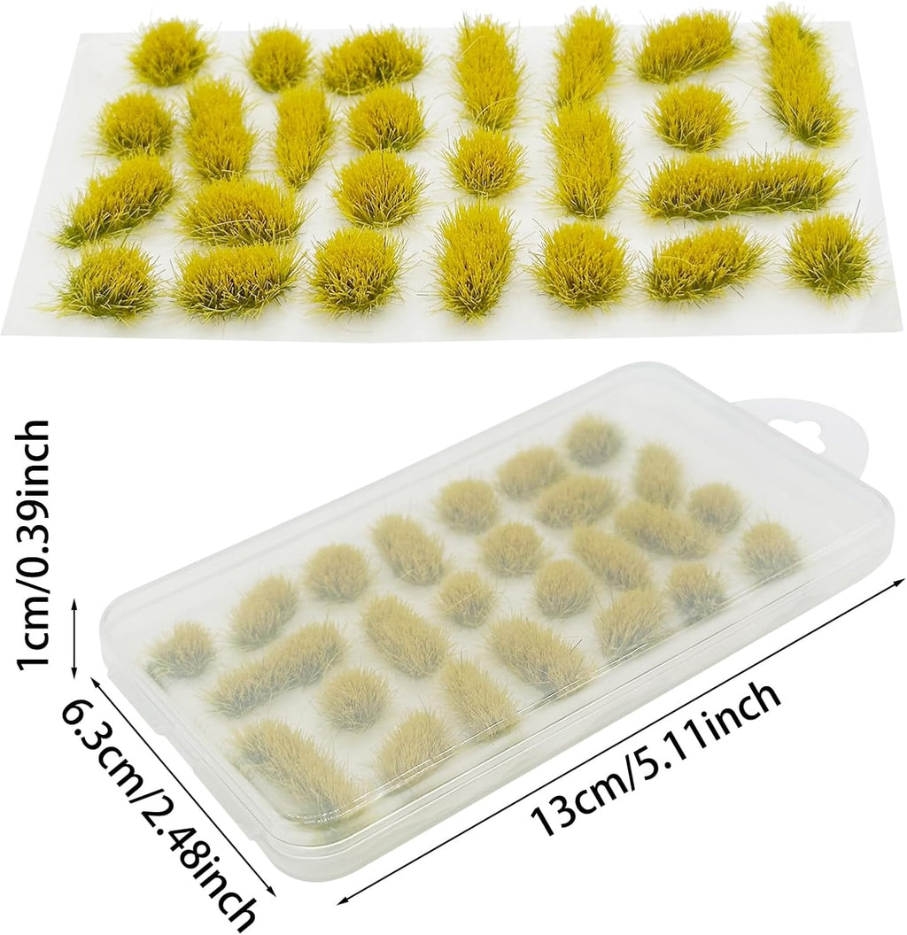 Woohome 78 PCS Model Grass Tufts 2 Size Static Grass Tuft Yellow Miniature Grass Tuft Railway Artificial Grass Terrain Kit for DIY Model Railway Fairy Garden Diorama Scenery