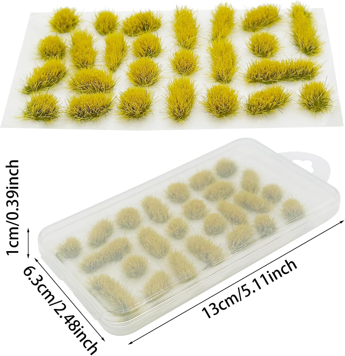 Woohome 78 PCS Model Grass Tufts 2 Size Static Grass Tuft Yellow Miniature Grass Tuft Railway Artificial Grass Terrain Kit for DIY Model Railway Fairy Garden Diorama Scenery