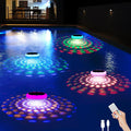 Solar and USB Rechargeable Floating Pool Lights, 2600mAh 6.7" IP68 Waterproof Pool Lights That Float with Remote, RGB 13 Colors Upper and Lower Glow Hangable Solar Floating Light for Outdoor 4 PCS