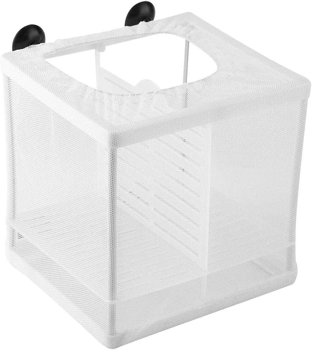 Still Awake Aquarium Fish Breeder Box, Hatching Box, Juvenile Fish Spawning Incubator, Water Isolation Net Hatcher, Nylon Mesh Fish Fry Hatchery Breeder Box Separation Net（White 3 Rooms S）