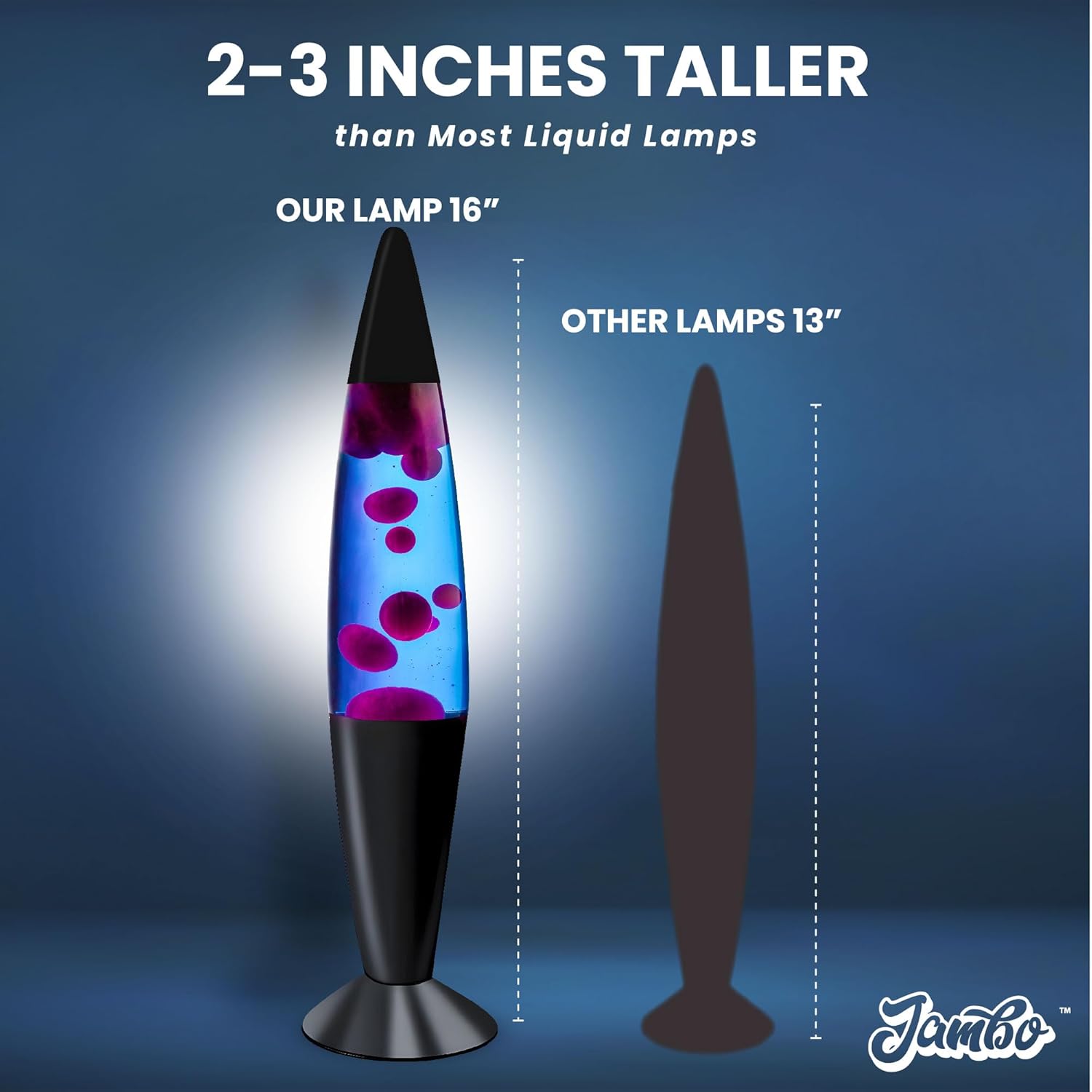 JAMBO 16" Beautiful Lamp- Blue with Purple Wax, Relaxing Liquid Lamp for Living Room Office Bedroom Adults Teens Kids, Magma Light, Night Light Nightlight, Home Decor