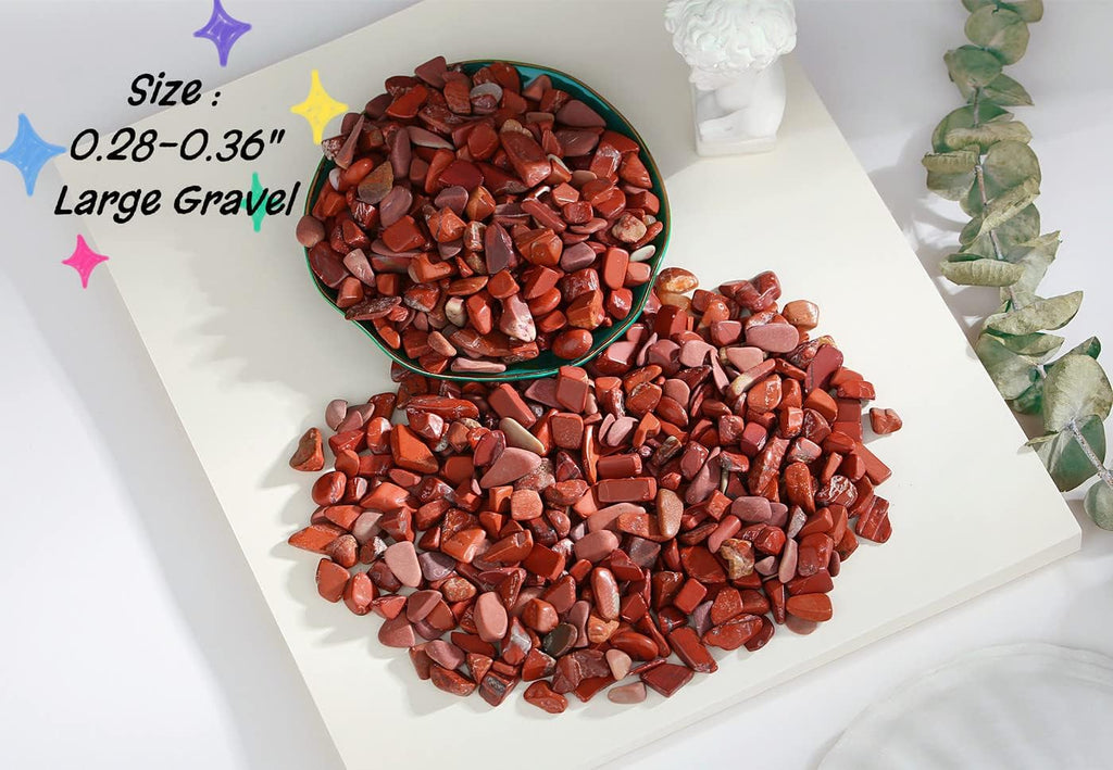 250G Red Jasper Crystals Polished Rocks 0.28-0.35" Tumbled Stones Chips Stone Crushed Crystal Natural Quartz Gem Gravel Home Decoration Aquarium Tank Succulent Plants Vase Filler Landscape Ornament