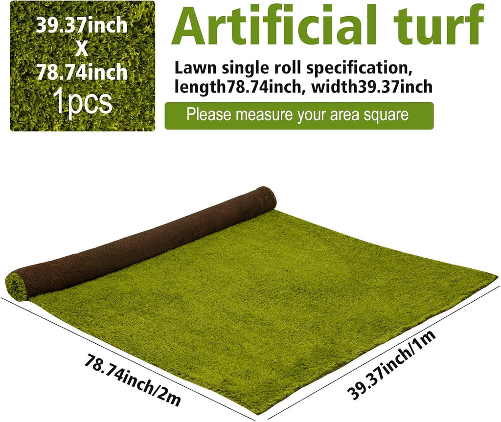 Artificial Grass Mat 4x3.3 Ft - Realistic & Soft Synthetic Turf, Fake Grass Carpet for Indoor Outdoor Use, Backyard, Patio, Balcony Decor (Pastoral Green)