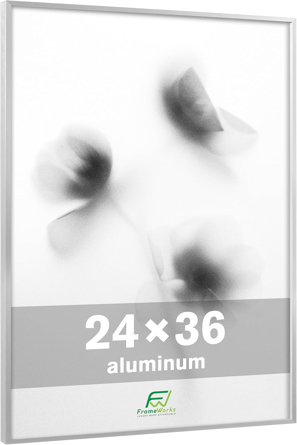FrameWorks 24x36 Brushed Aluminum Poster Frames – Modern Brushed Metal Design w/Shatterproof Plexiglass, Perfect for Posters, Artwork, Paintings, Wall Displays – Home or Office Decor, Silver - 3 Pack