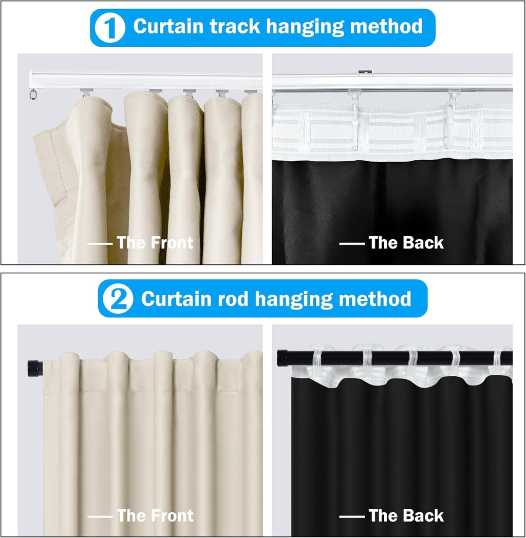 Room Divider Curtains Total Blackout Privacy Curtain Panel Room Thermal Insulated Noise Reduction Curtain for Bedroom Window Living Room Ceiling Track Curtains W 150 × H 108 in Beige.
