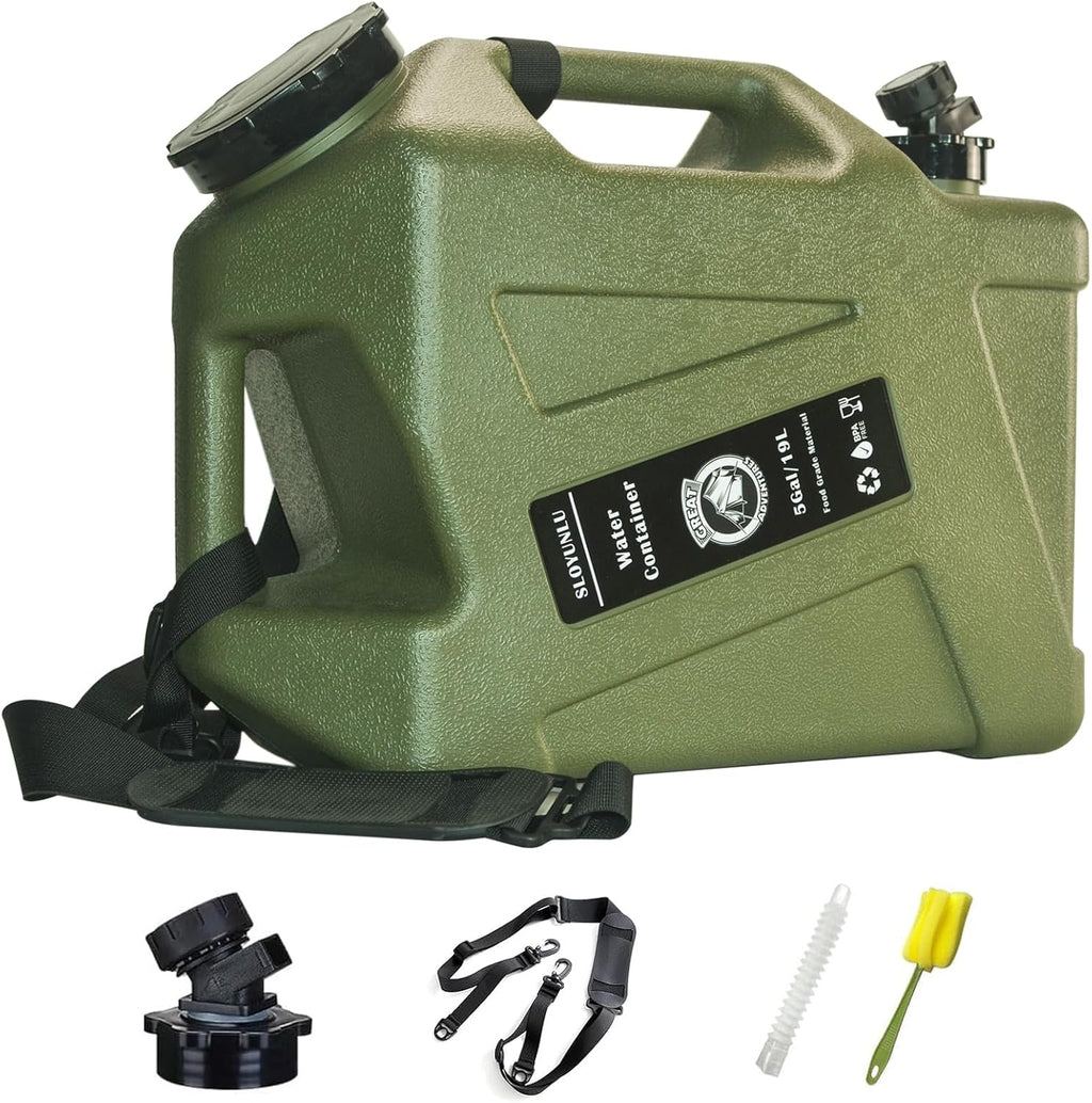 5 Gallon Water Jug with Spigot, BPA Free Leak-Proof Camping Water Container, Portable Emergency Water Storage for Outdoor Hiking, Camping, Home Use, Camping Essentials
