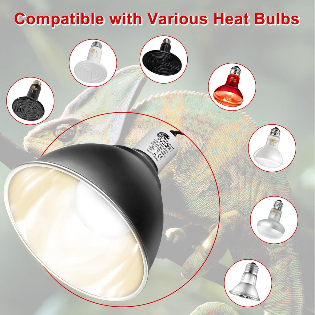 Reptile Lamp Bulb Fixture 5.5 Inch Deep Dome with Switch - Ideal for 60W/75W/100W/150W Heat Lamp Bulbs, Compatible with All E26 UVA/UVB/Basking Heat Bulbs, Supports Up to 150 Watts
