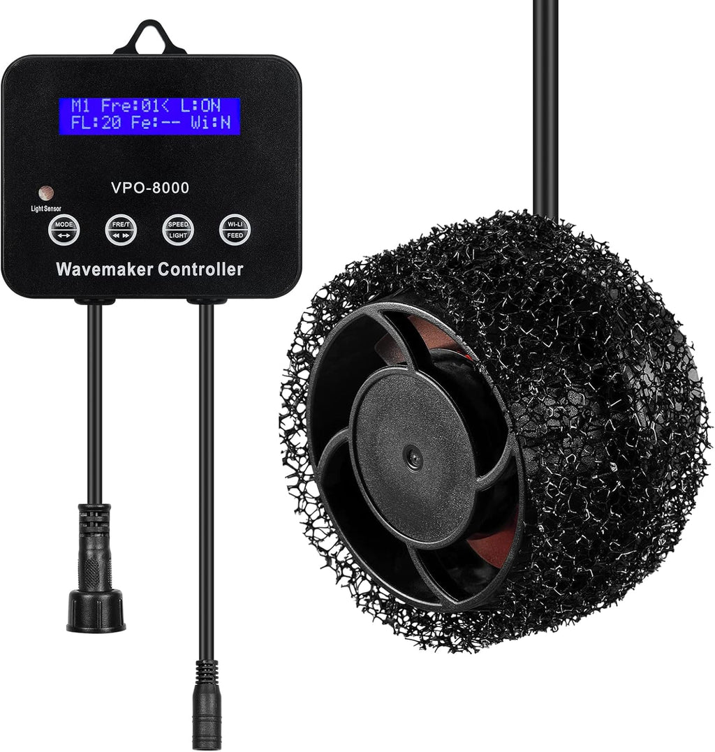 2100GPH Aquarium Wave Maker with Controller Mini DC 24V 12W Powerhead with Magnetic Mounting, Wavemaker with LED Display for 30 to 60 Gallon Tank