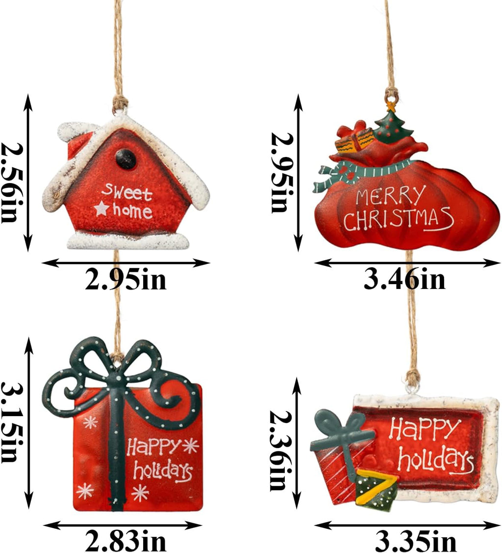 Christmas Tree Ornaments Tin Santa Snowman Decorations Hanging Pendants Ornaments Christmas Hanging Ornament Xmas Holiday Décor