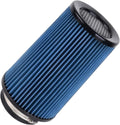 4-Inch Cold Air Intake Filter - Washable, High Performance, 3" or 3-1/2" or 4" Clamp-On Filter Height: 9 In Replacement Cone Air Filter Universal 3 Sizes in 1 (Blue)